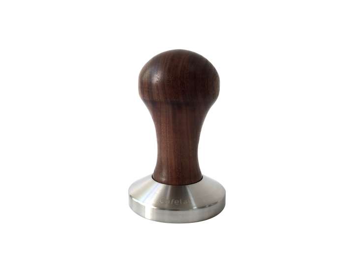 PRESSINO PER ESPRESSO IN LEGNO DI NOCE CON  BASE FLAT IN INOX DA  58mm