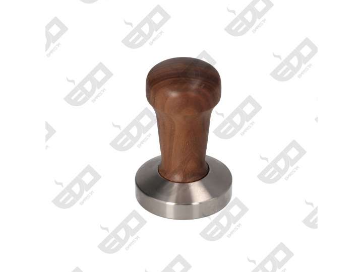 EDO MANUAL ERGONOMIC TAMPER - YOUNG SERIES - WALNUT WOOD HANDLE - CONVEX STAINLESS STEEL BASE Ø 58mm