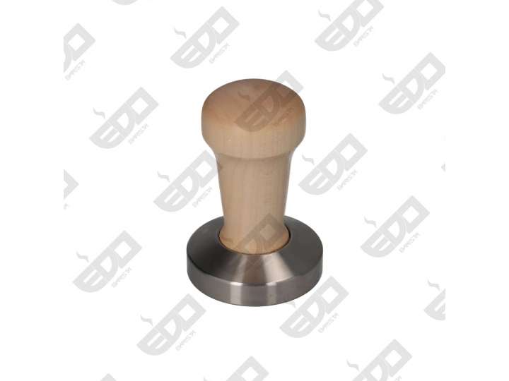 EDO MANUAL ERGONOMIC TAMPER - YOUNG SERIES - MAPLE WOOD HANDLE - CONVEX STAINLESS STEEL BASE Ø 53mm